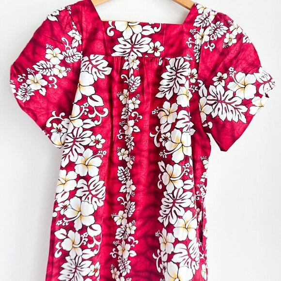 Vintage Hawaiian Togs Floral Red White Hawaiian Midi Dress M - Picture 8 of 8